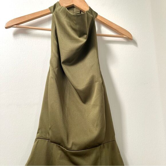 Elliatt Revolve Camo Asymmetric Satin Cocktail Dress Dark Green Size NWT - Picture 6 of 15